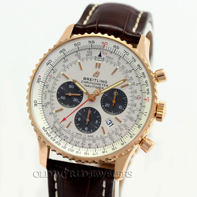 Breitling Navitimer Chronometer Ref RB0127 18K Rose Gold Silver Dial